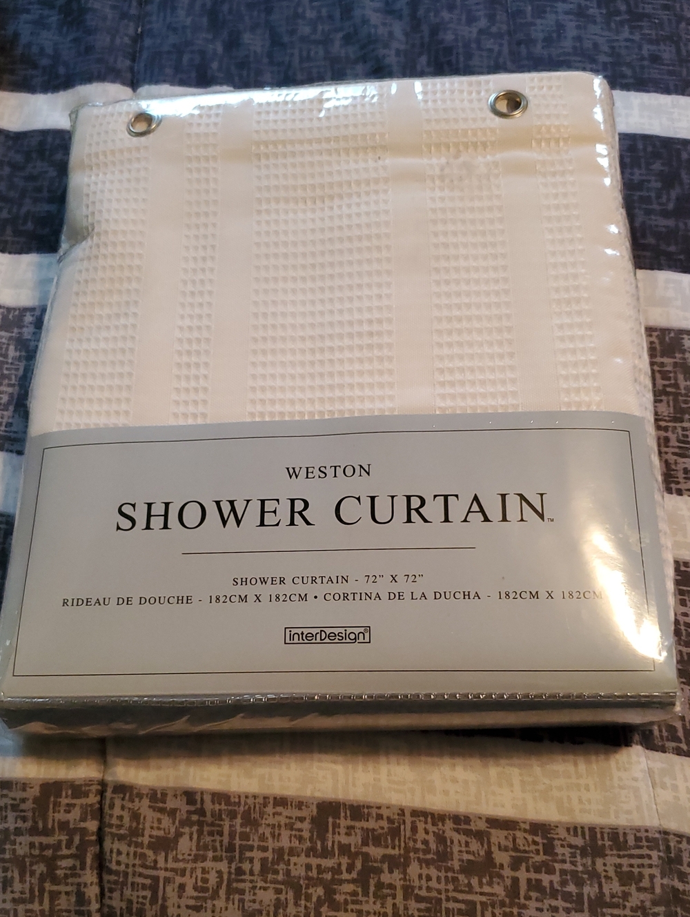 Weston White Textured Waffle Shower Curtain